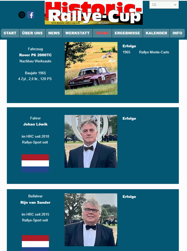 Classic-Rover rally team; Johan Löwik / Sander van Rijn