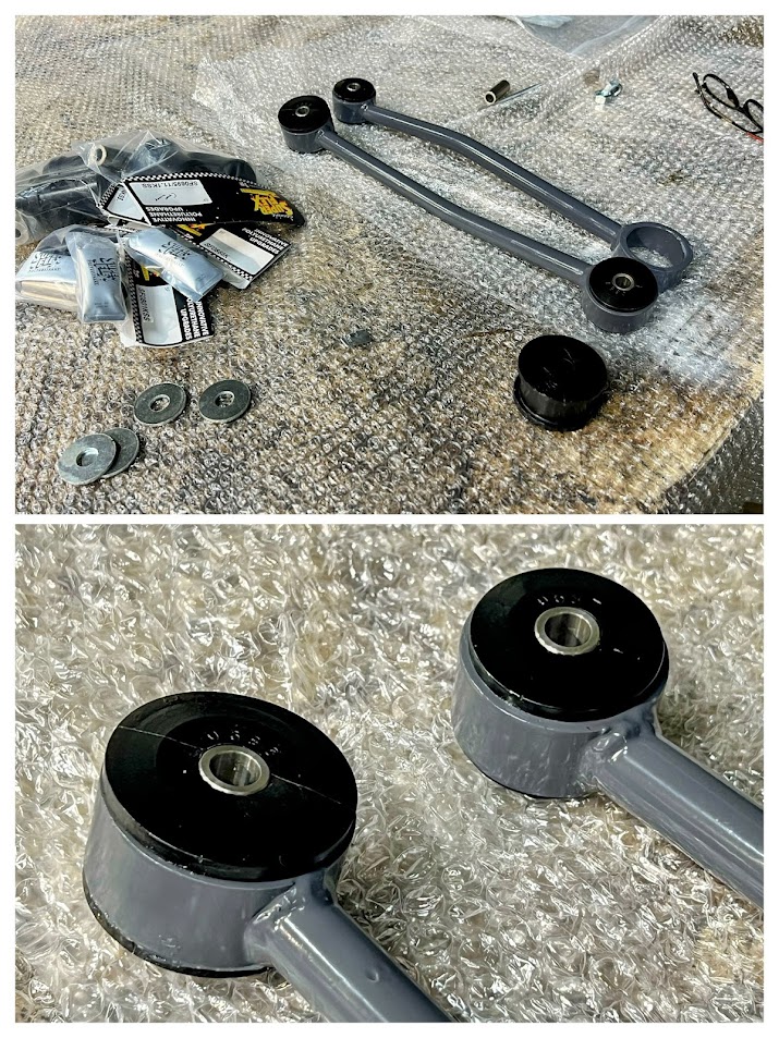 Rover P6B poedercoatwerk met nieuwe PU-bussen